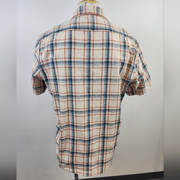 J. Crew Men's Blue Red Plaid Short Sleeve Shirt Button Front, sz LG - Picture 3 of 16